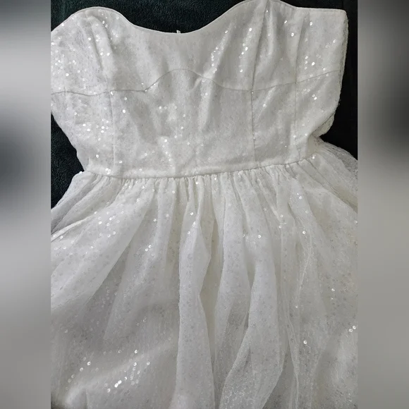 NWT Selkie Strapless White Sequin Dress (Frosted Degas Dress) - Picture 5 of 13